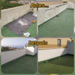 Imagen que muestra la transformación de la cubierta de un edificio después de una reforma y reparación completa. Reforma y reparación de cubierta de edificio